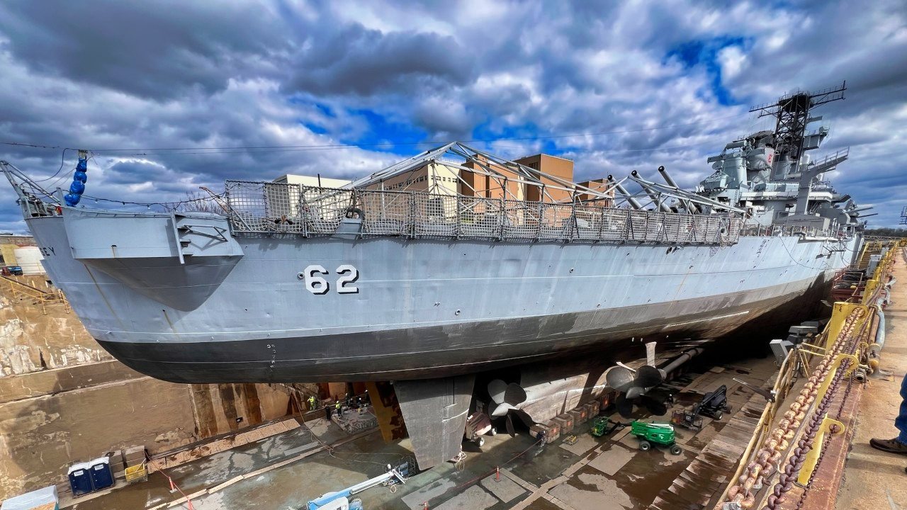 Back of USS New Jersey Battleship